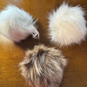 Chic Fluffy Pom Pom Trio - Cream and Brown